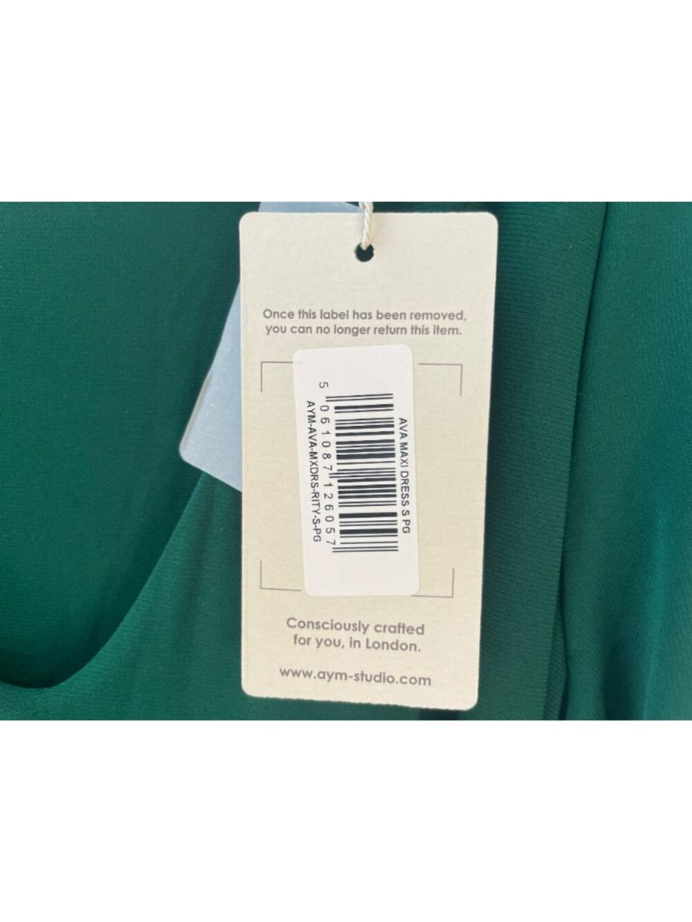 AYM Ava Maxi Dress Green Flutter Slip Sleeve Wrap Tie Detail Women's Sz S NWT - Picture 6 of 10